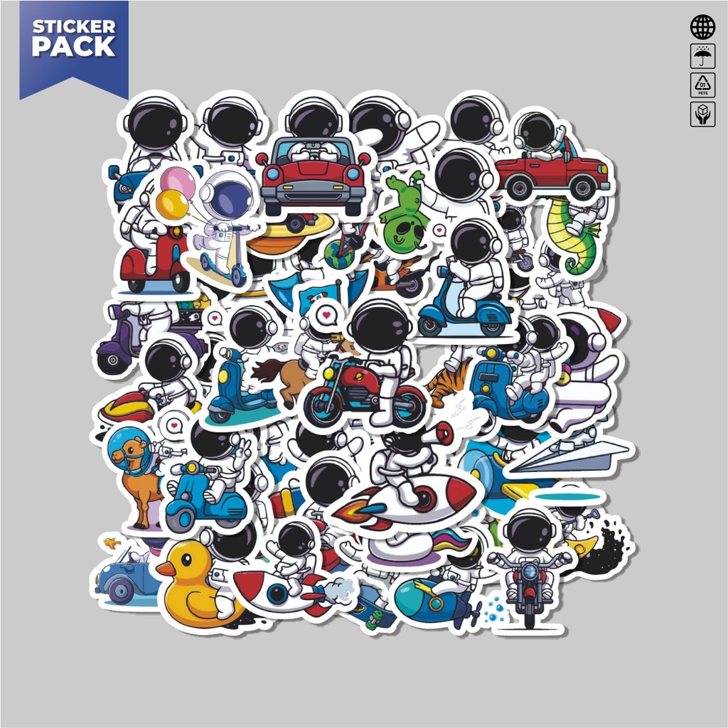 

[100PCS]Stiker Pack Stiker Astronot V1 Aesthetic Vinyl Anti Air Dekorasi Sticker Laptop Buku Journal Koper Helm Casing HP Gitar Helm Skateboard
