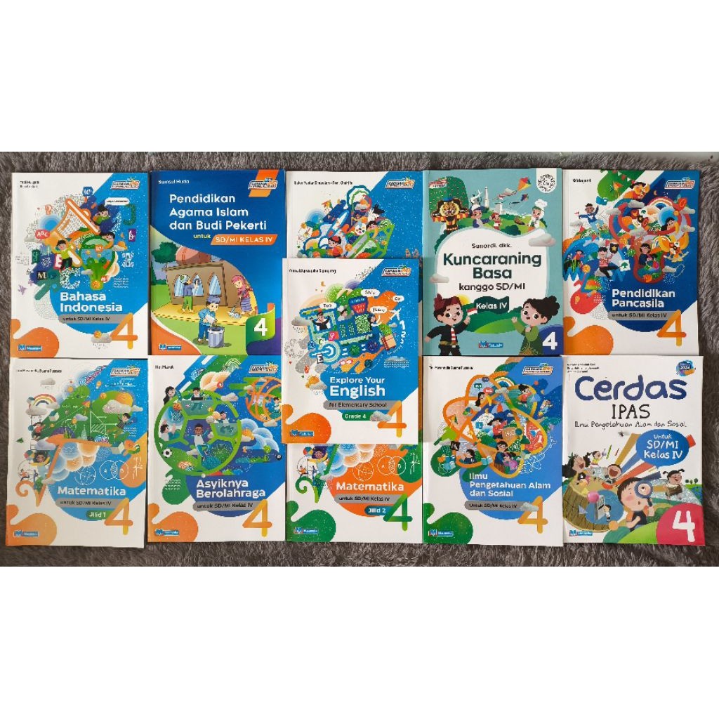 Buku Masmedia  kelas 4 Kurikulum #Matematika, Bhs. indonesia, ipas, pancasila, seni rupa, pjok