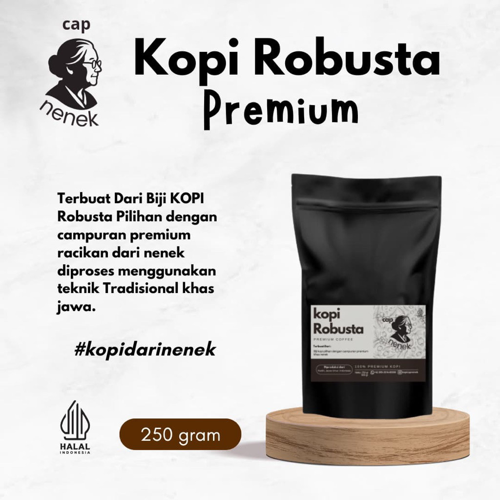 

Kopi BUBUK Hitam Robusta Campuran Premium - Kemasan 250gram