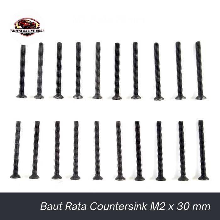 Rep Tamiya Baut Rata Countersink Hitam M2 x 30 mm Screw Baut Rata Hitam M2 x 30 mm - 20 pcs Baut Tam