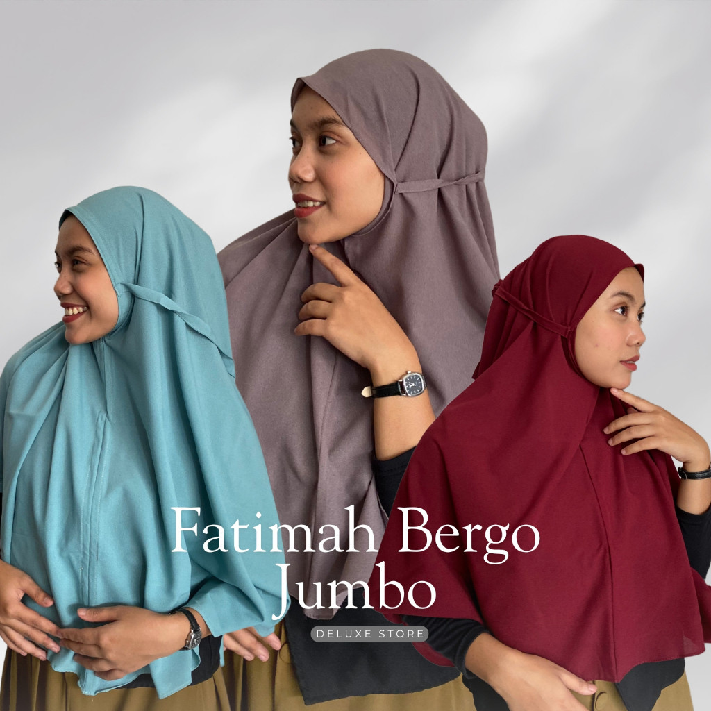 PROMO Hijab Fatimah Bergo Jumbo Instan Jilbab Bergo Instan Bahan Katun Ceruty