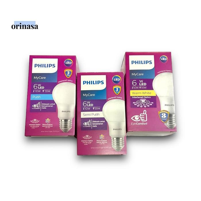 Lampu Bohlam LED Bulb Philips 6W 6 Watt 3000K 4000K 6500K