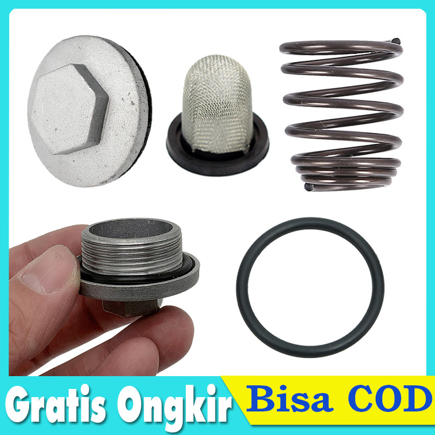 Saringan Oli GY6 4 in 1 SET - Baut Pembuangan Oli + Gasket O-Ring Untuk Mesin 50cc 100cc 110cc 125cc