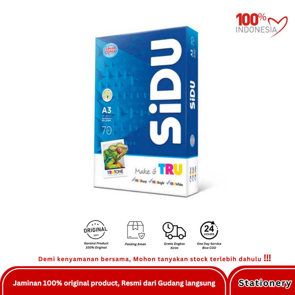 

KERTAS HVS Sidu A3 70 Gr / Rim [TKM2]