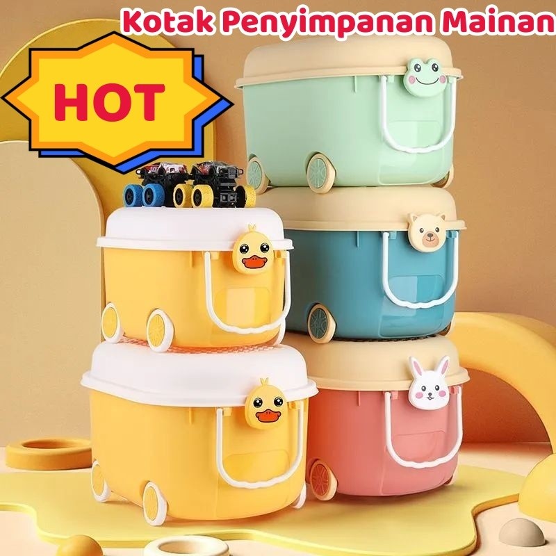 Mainan Storage Box Plastik Kotak Penyimpanan Lego Toy Container Box  Dengan roda Box Storage