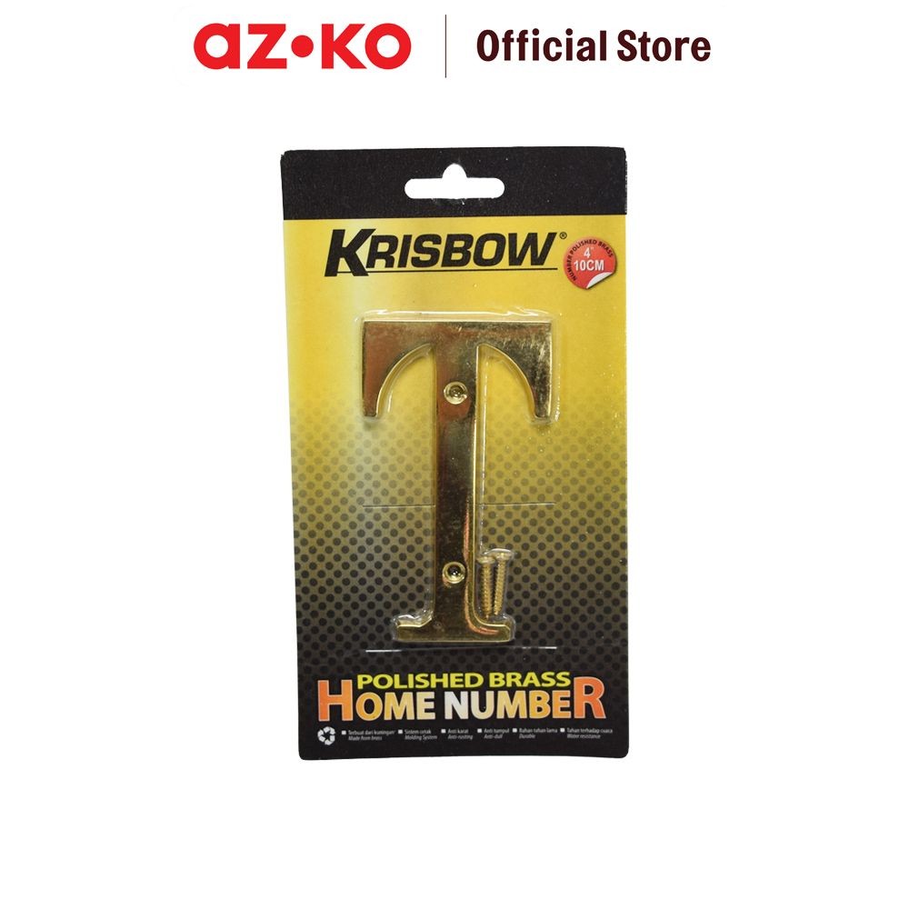 AZKO Krisbow Huruf Rumah T Polish Brass 10 cm Huruf Penanda Rumah Hiasan Alphabet Pager Rumah Dekora