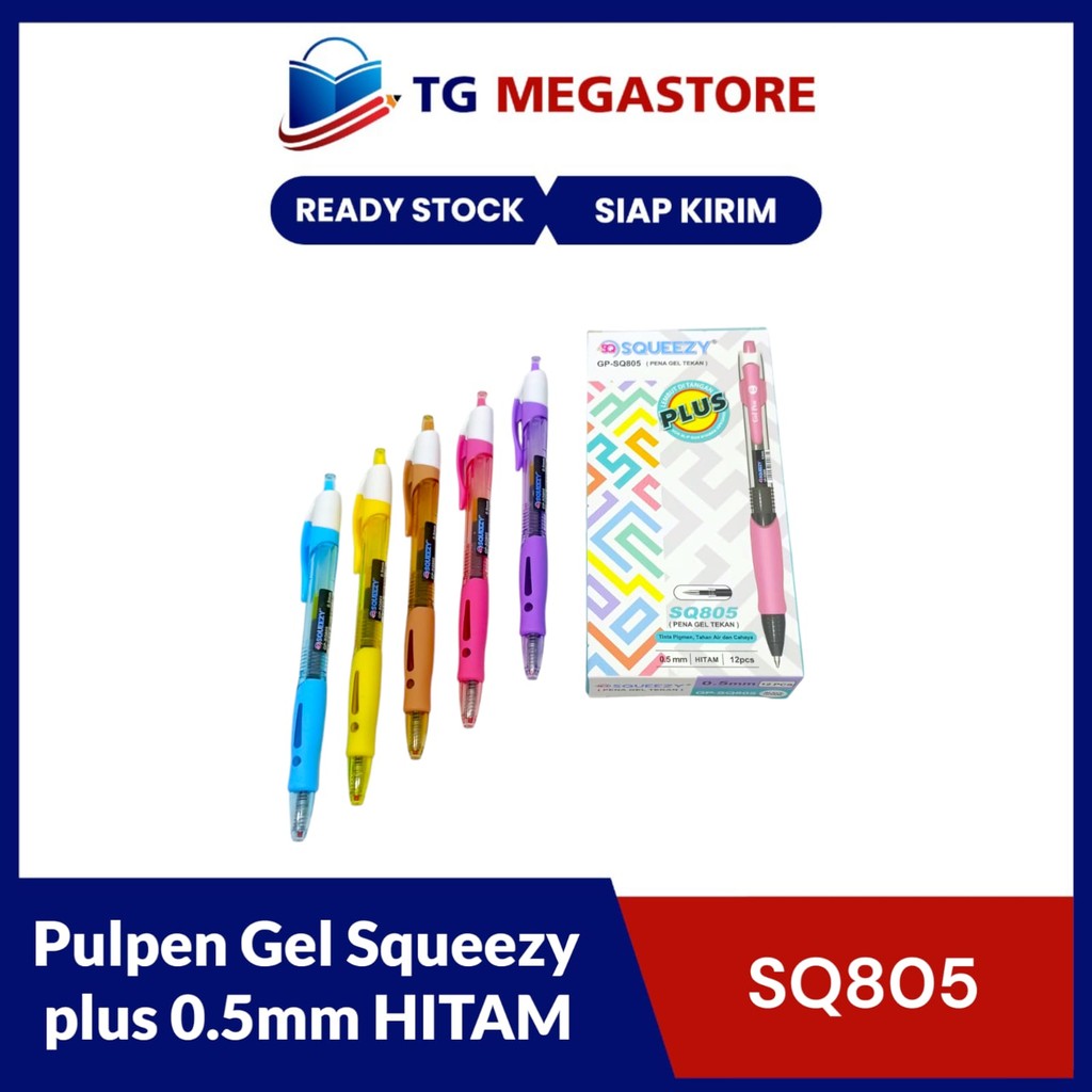 

Pulpen Gel Squeezy Plus 0.5mm Hitam SQ805