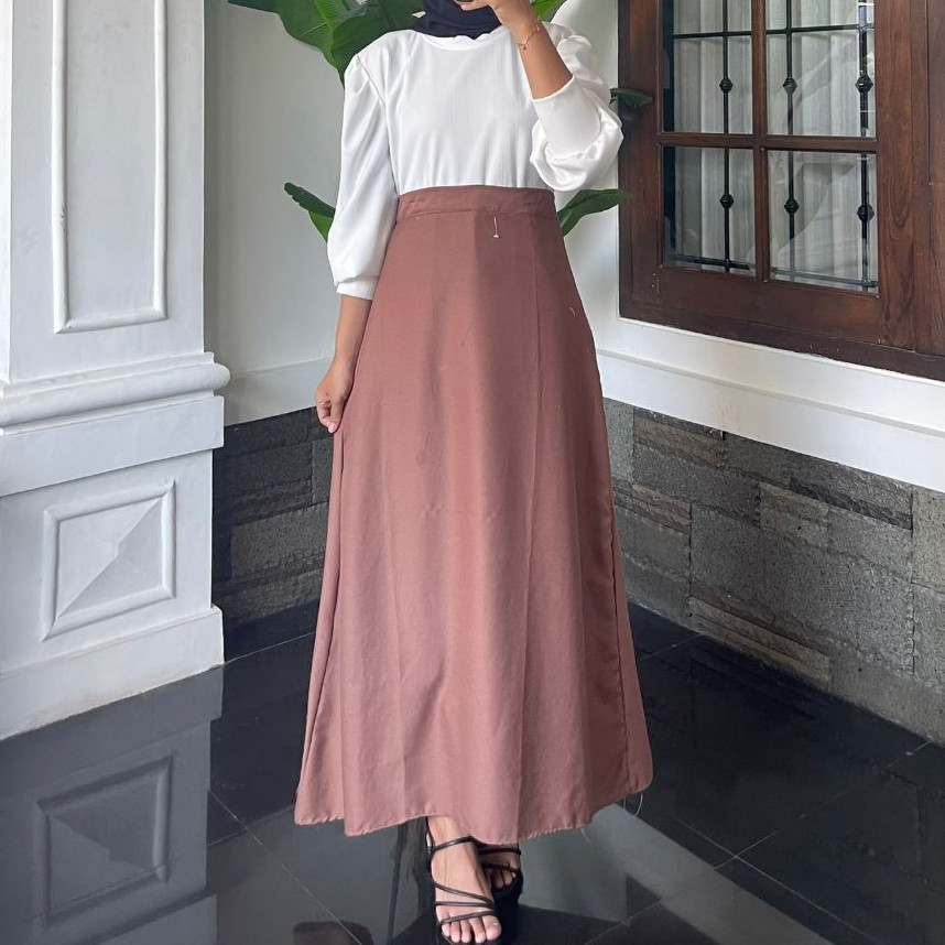 ROK POLOS A-LINE SKIRT / GEA SKIRT POLOS ROK SHAKILA / ROK SPAN KERJA / ROK HITAM PANJANG rok a line