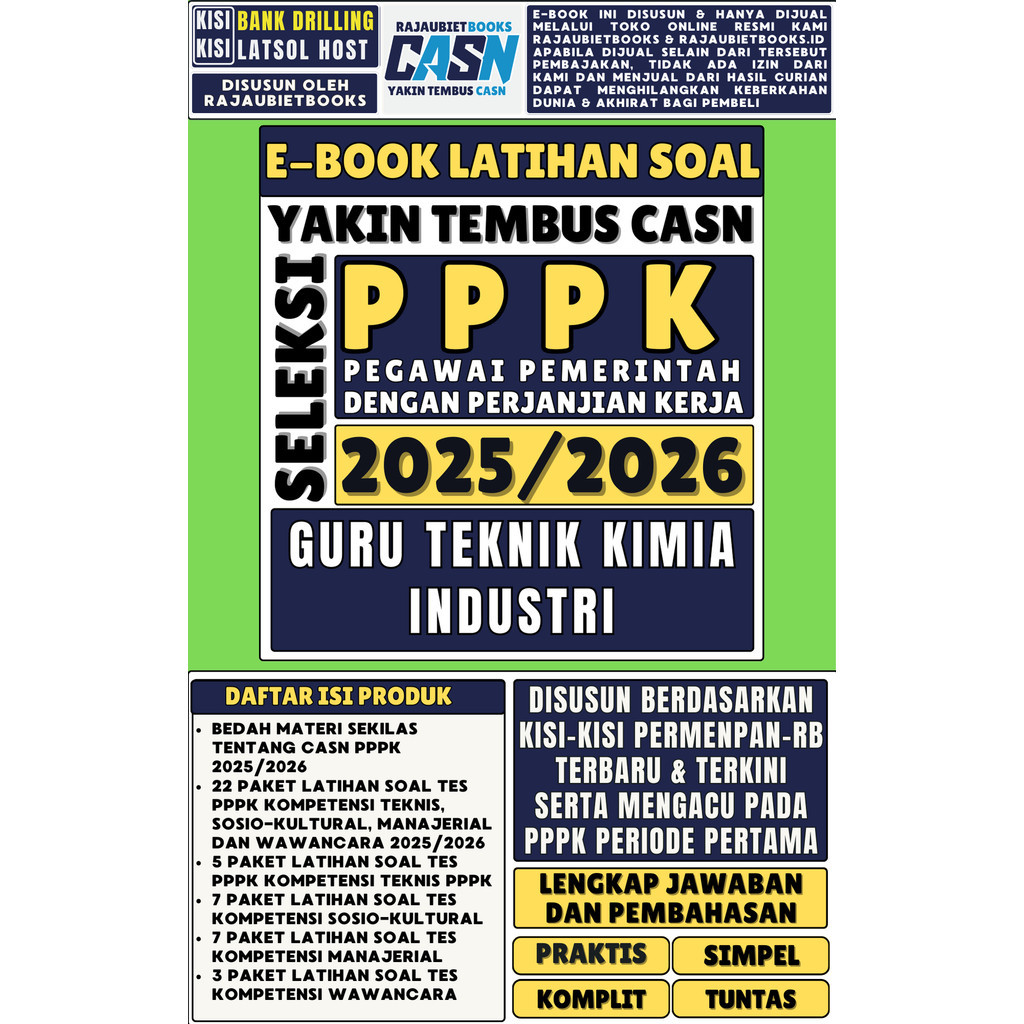 LATIHAN S0AL-SOAL TES PPPK GURU TEKNIK KIMIA INDUSTRI TENAGA PENDIDIK TERBARU DAN TERLENGKAP 2025-20