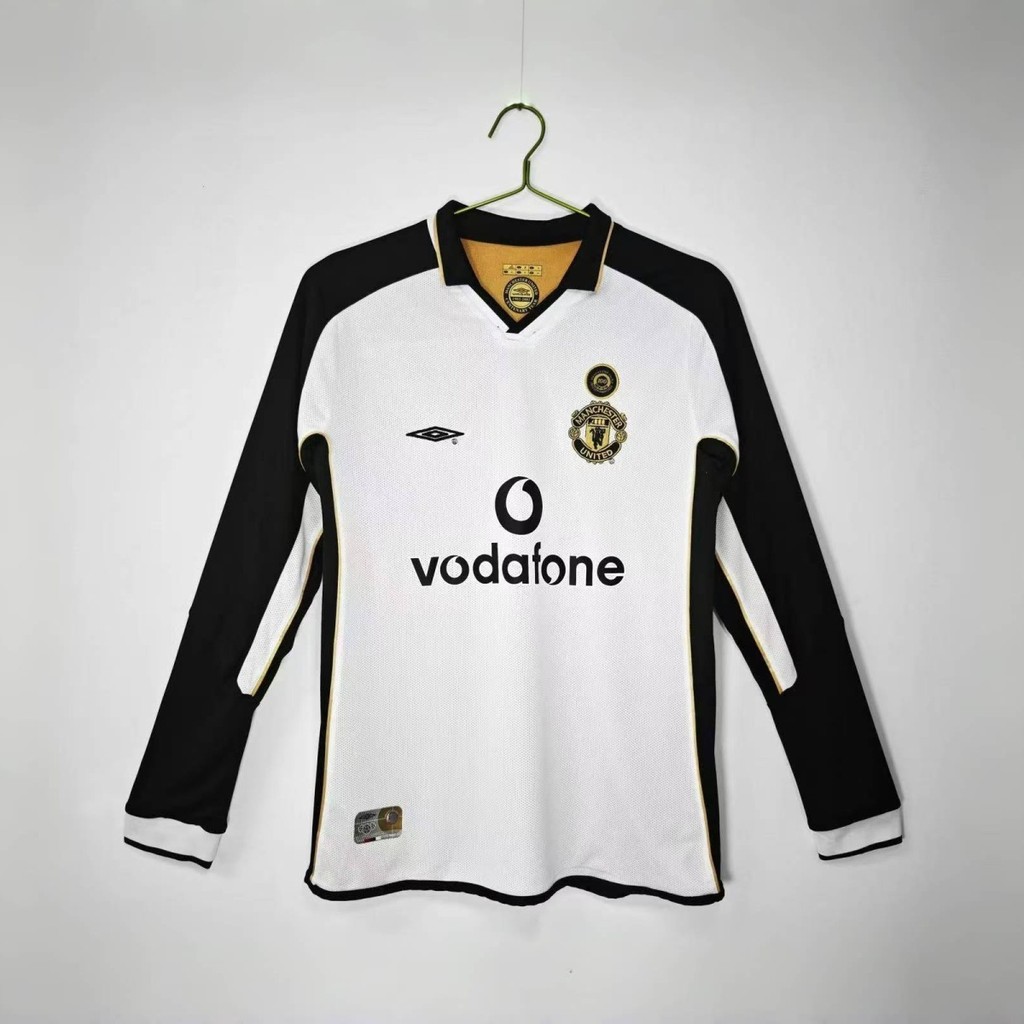 01/02 Manchester United Edisi Peringatan Klasik Dua Sisi Jersey Kustom Bordir Olahraga Seragam Sepak