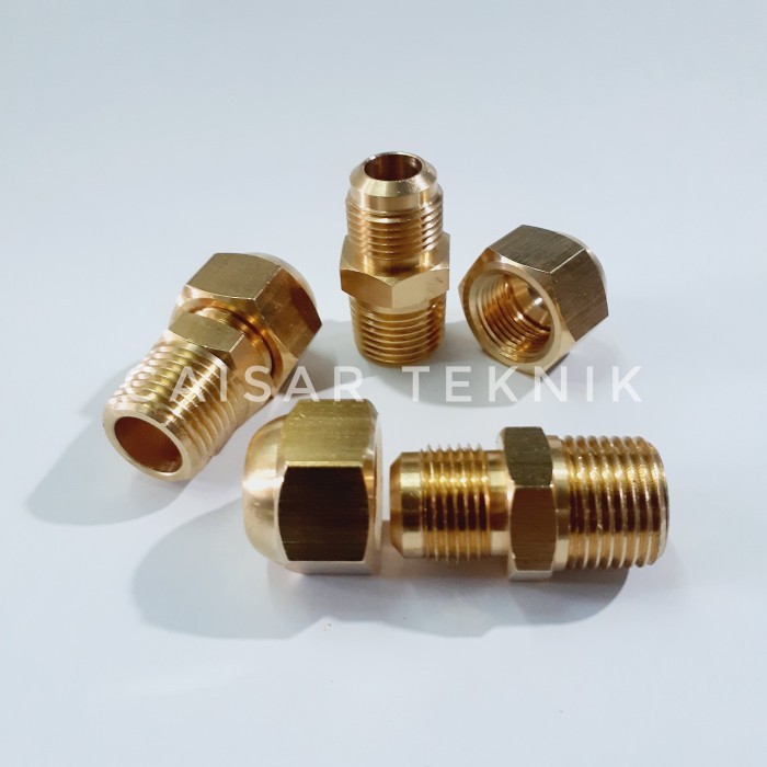 Male Conector 1/2" SAE × 1/2" NPT Kuningan