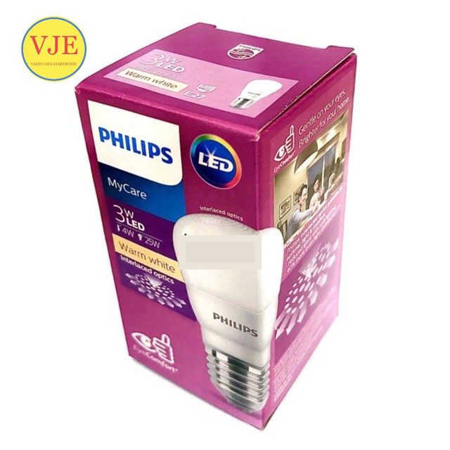 Lampu Bohlam LED Philips 3 Watt Warm White (3W 3 W 3Watt) Warna Kuning