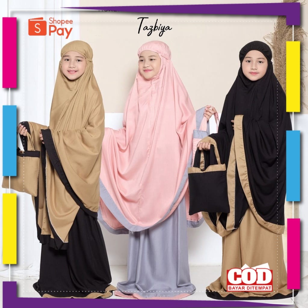 [PREMIUM ORIGINAL] Mukena Anak Polos Kombinasi  3 - 15 tahun /  Mukena Anak Tanggung Sd smp/ Mukena 