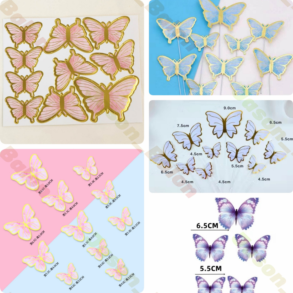 (Tara21) TOPPER KUPU KUPU HIASAN KUE ULANGTAHUN