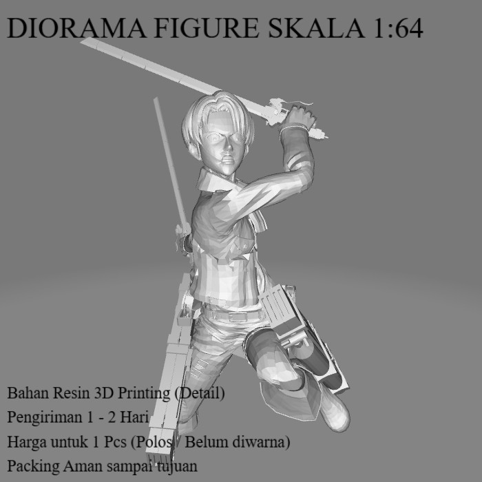 Diorama Hotwheels Figure  AOT Levi Ackerman 2 - Skala 1/64 Miniatur Diecast