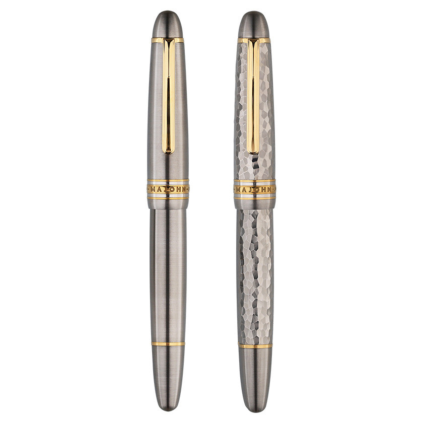 

MAJOHN Titanium Alloy Ti-136 Piston Pen Metal Brushed Anti-slip Hammer Pattern Version EF/F Fountain Pen Writing Gift Pen