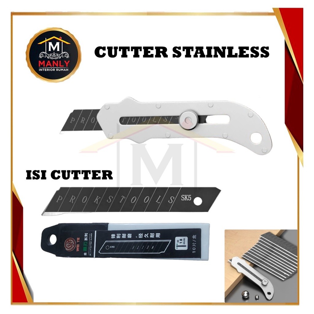 

Cutter Stainless Steel Tahan Karat Cutter Multifungsi Cutter Stainles 18mm