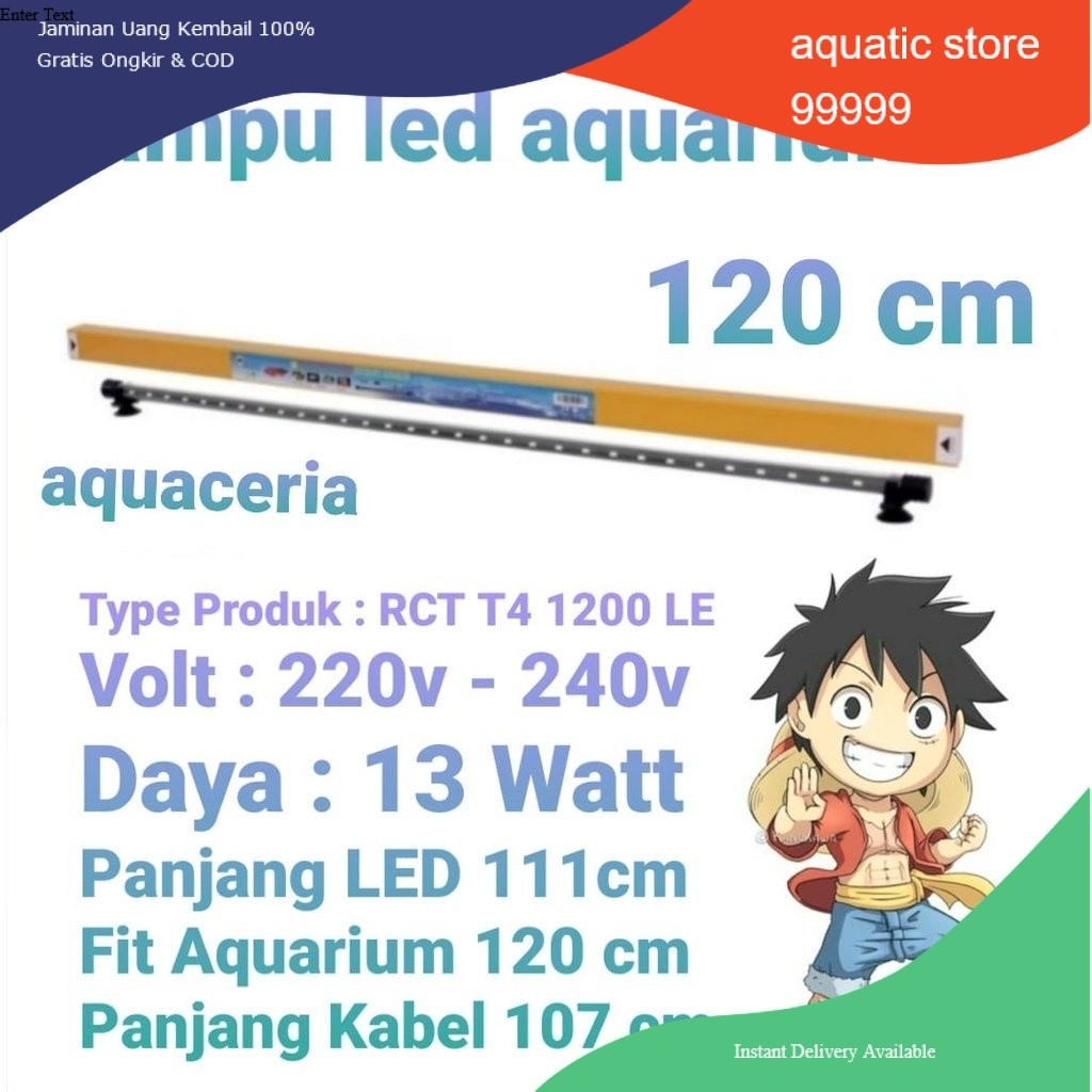 lampu led aquarium panjang 120 cm RECENT RCT 1200