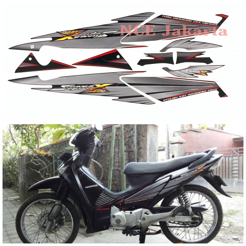 STIKER STRIPING SUPRA X 125D TAHUN 2006 HITAM barang baru non original kualitas terbaik