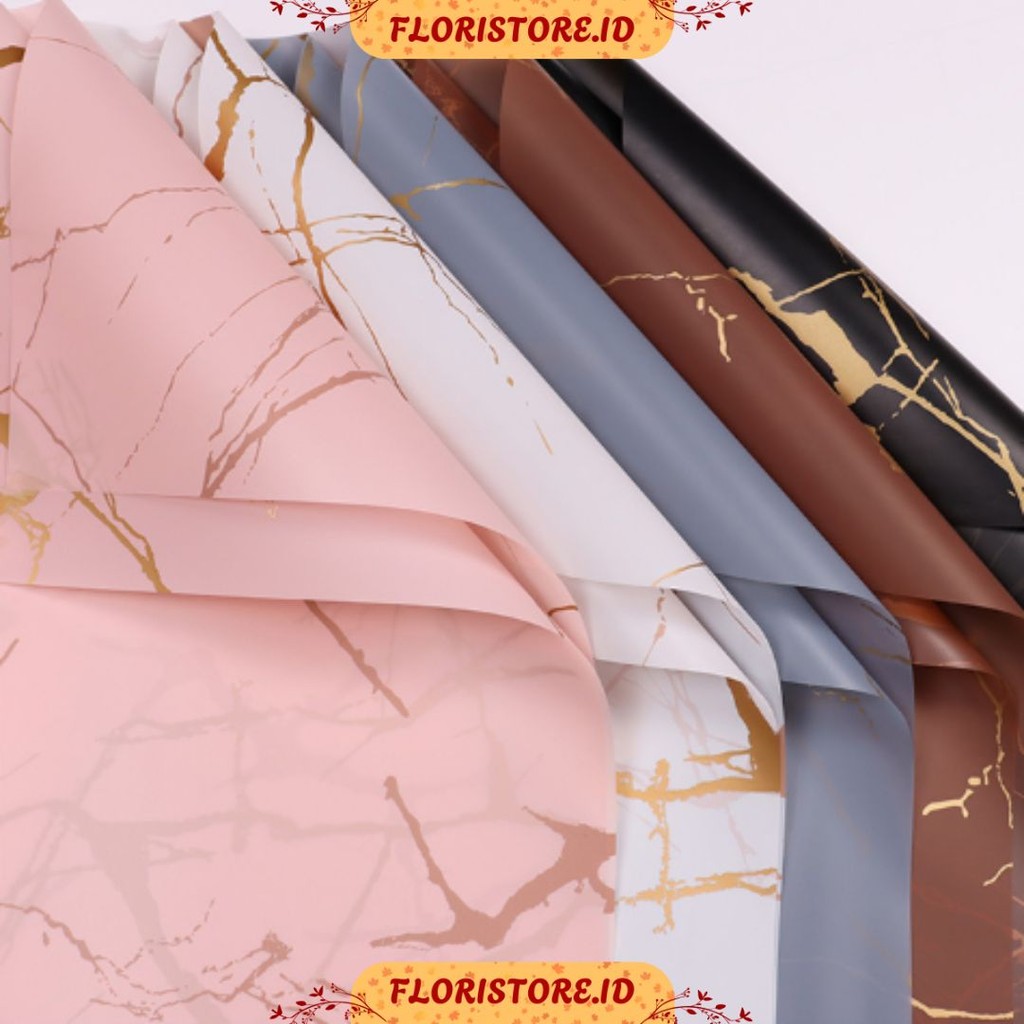

[20 PCS] Kertas Buket Gold Marble Texture Cellophane Kertas Bunga Wrapping Paper Murah Berkualitas