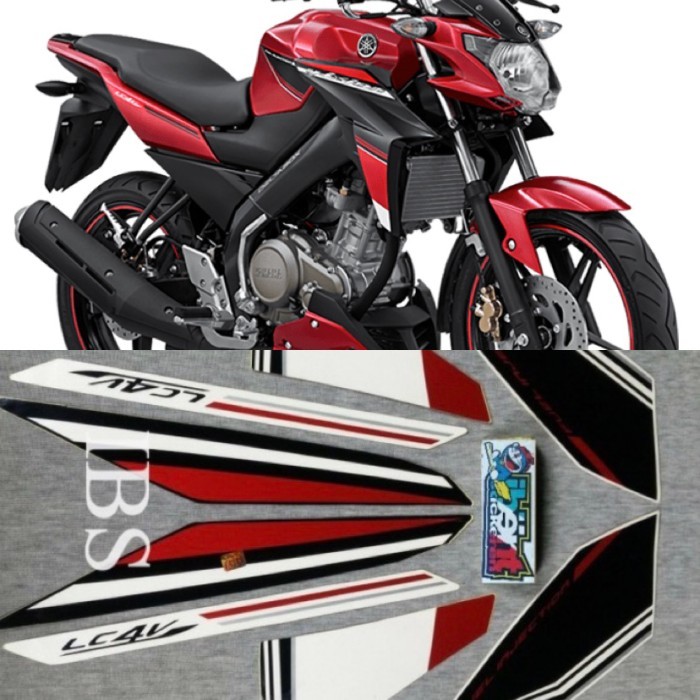 STIKER STRIPING LIS YAMAHA VIXION HITAM MERAH 2015 POLET STIKER
