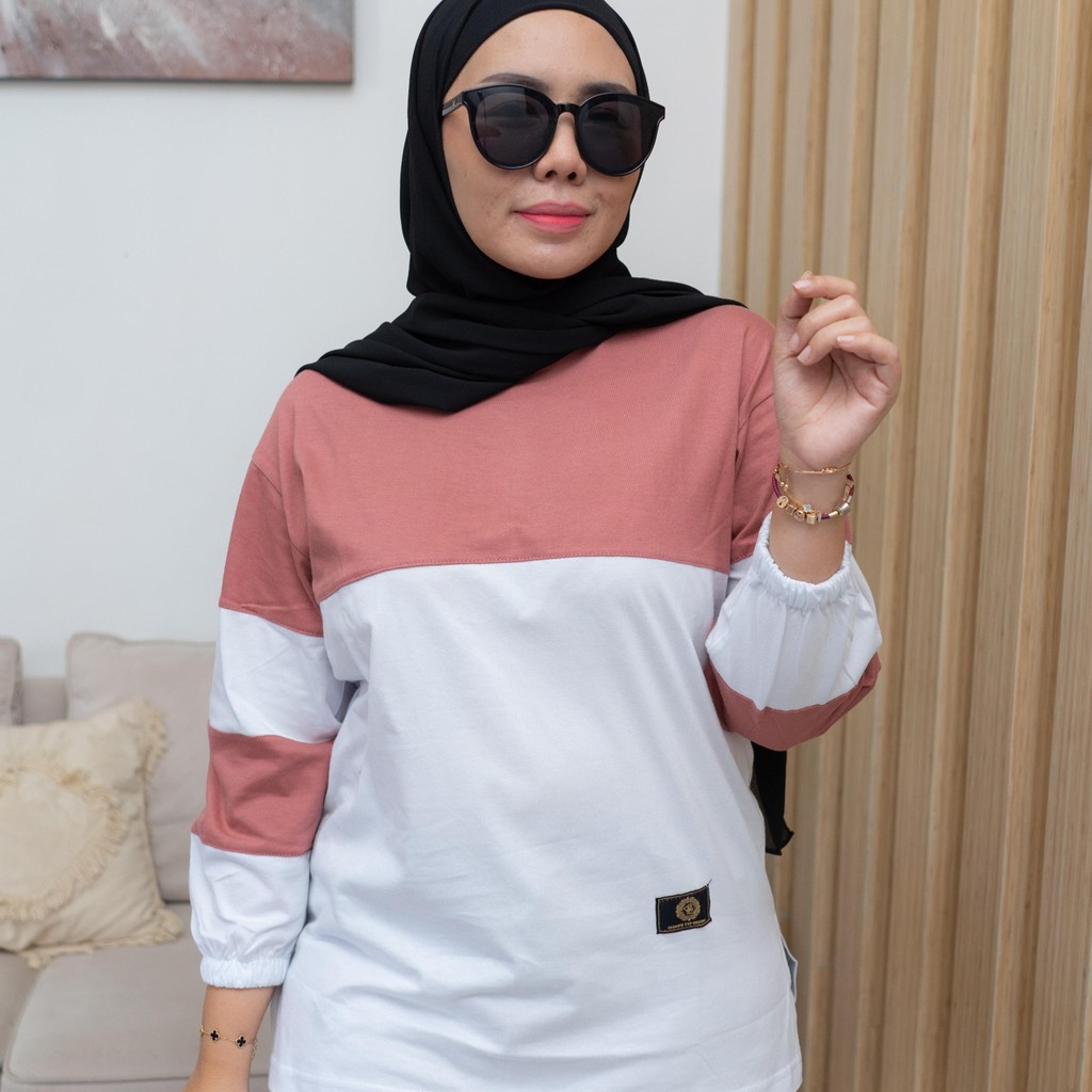 Xvlore Terbaru Baju Kaos Atasan wanita polos basic kekinian lengan kerut Katun 20s