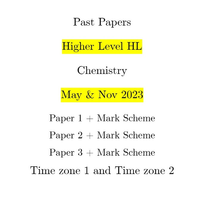 [Hardcopy] IB Diploma Past Papers HL Chemistry Tahun 2023