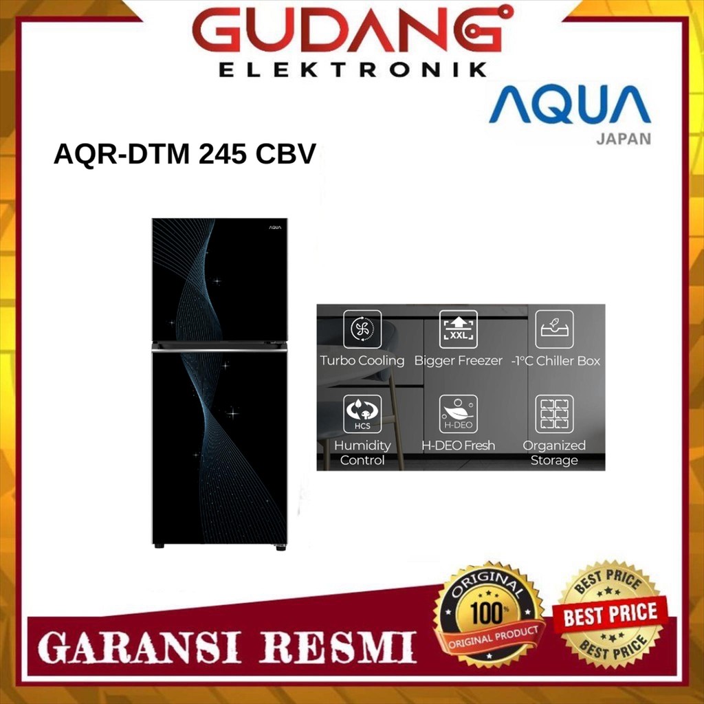 aqua AQR-DTM245CBV Kulkas 2 Pintu Top Freezer
