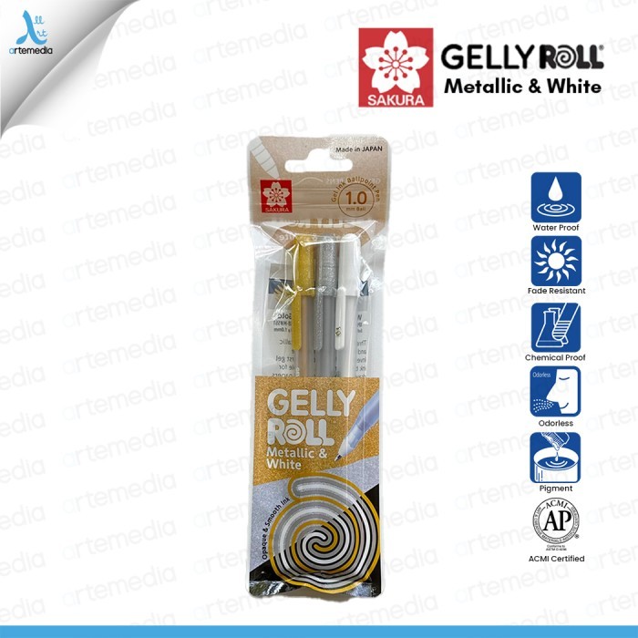 

MURAH MERIAH Pulpen Warna Sakura Gelly Roll White Color Gel Pen Bolpen - WHITE METALLIC