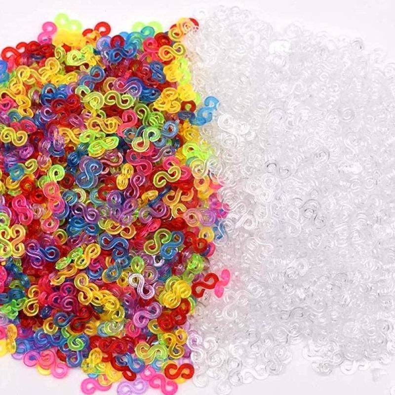 

200pcs Plastic S Clips Loom Band Clips S Shape Clips Mini Transparent Bracelet Connectors for DIY Bracelets Making Refill Kit
