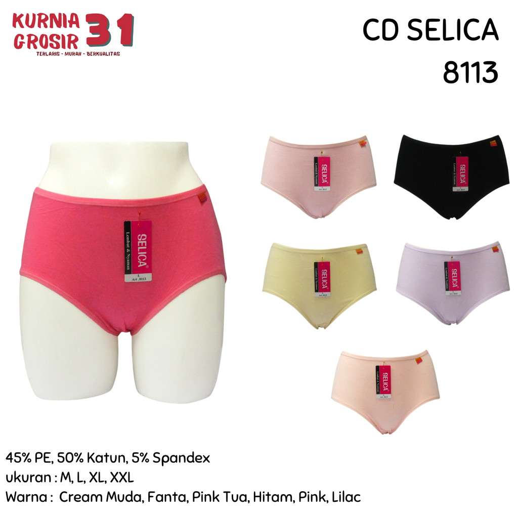 CD SELICA 8113 Bahan Katun Ukuran L-XXL Wanita Premium Seamless MID WAIST