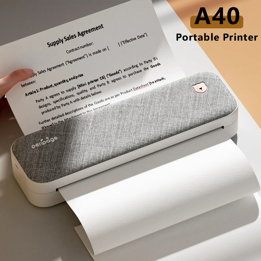 Peripage A40 Mini Portable A4 Thermal Printer Mobile Document Wireless Bluetooth Paper Photo Inkless