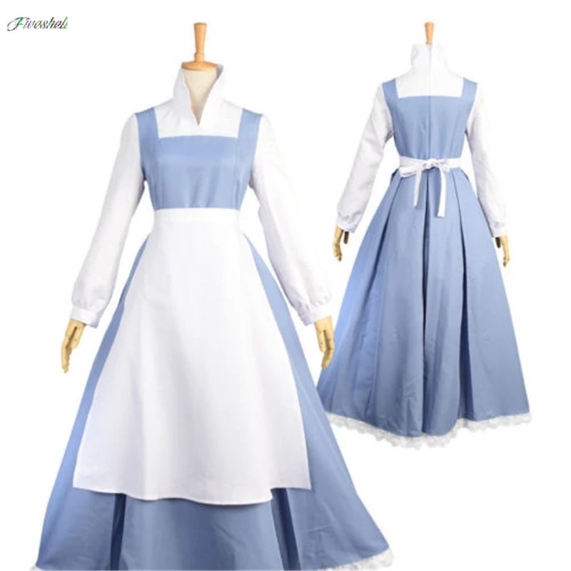 Halloween Anime Blue Maid Cosplay Costume Medieval Maid Dress Beauty Princess Bell Cosplay Dress