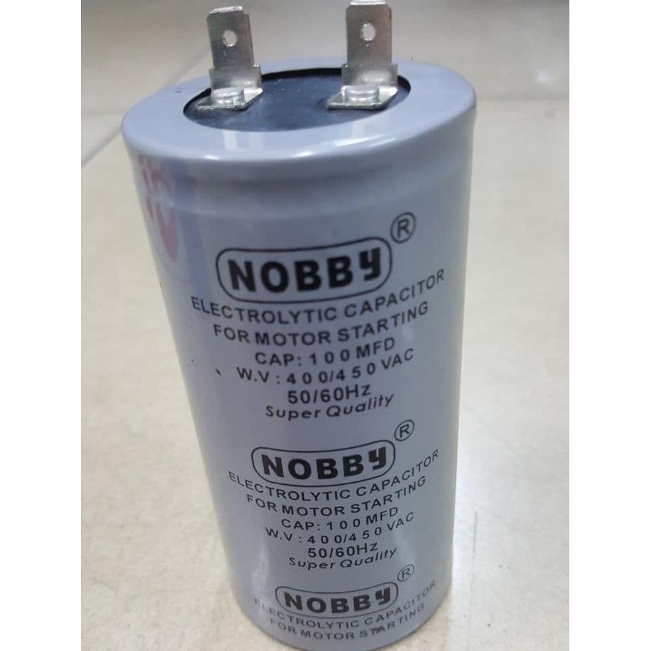 READY - KAPASITOR NOBBY 100MF 400/450VAC 50/60HZ ELECTROLYTIC CAPACITOR