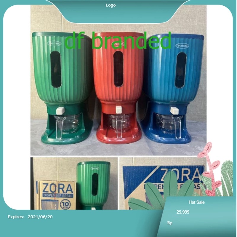 DF Dispenser Beras Zora 10 Liter Tabitha / Dispenser Beras 10 Liter Tabitha Zora