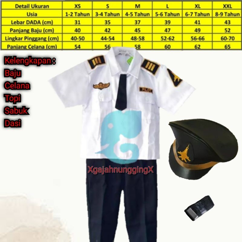 Baju Seragam Pilot Anak | Setelan Pilot Anak | Kostum Pilot | 17 Agustusan Karnaval Termurah Bandung