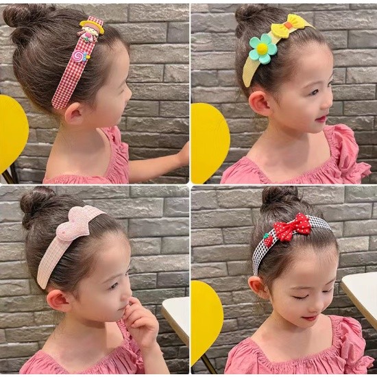 Bando velcro perekat lucu Bandana Tempel Anak Penahan Poni Rambut Motif Bunga Pita Import bando anak