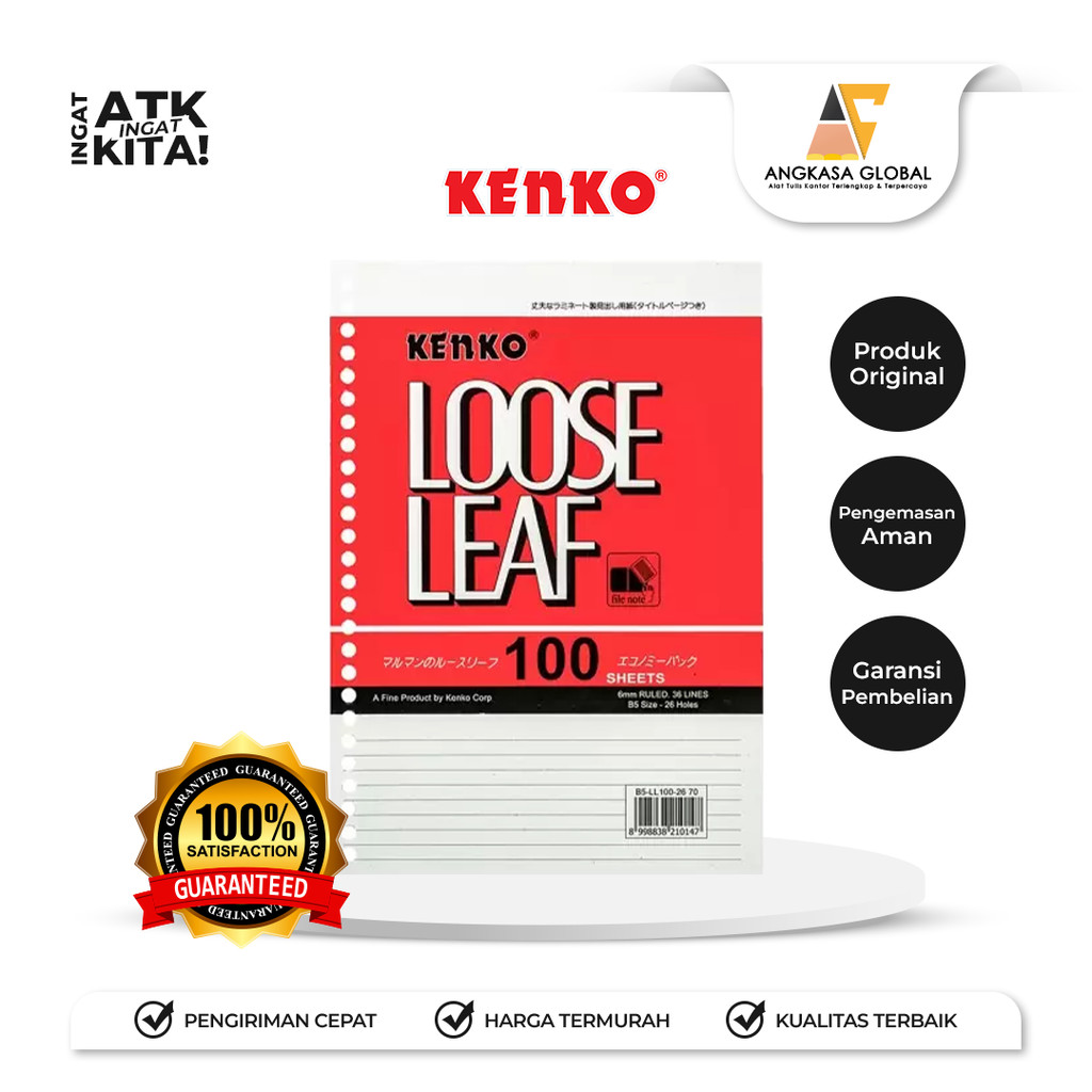

KENKO LOOSE LEAF B5 (1PACK/ 100SHEETS)