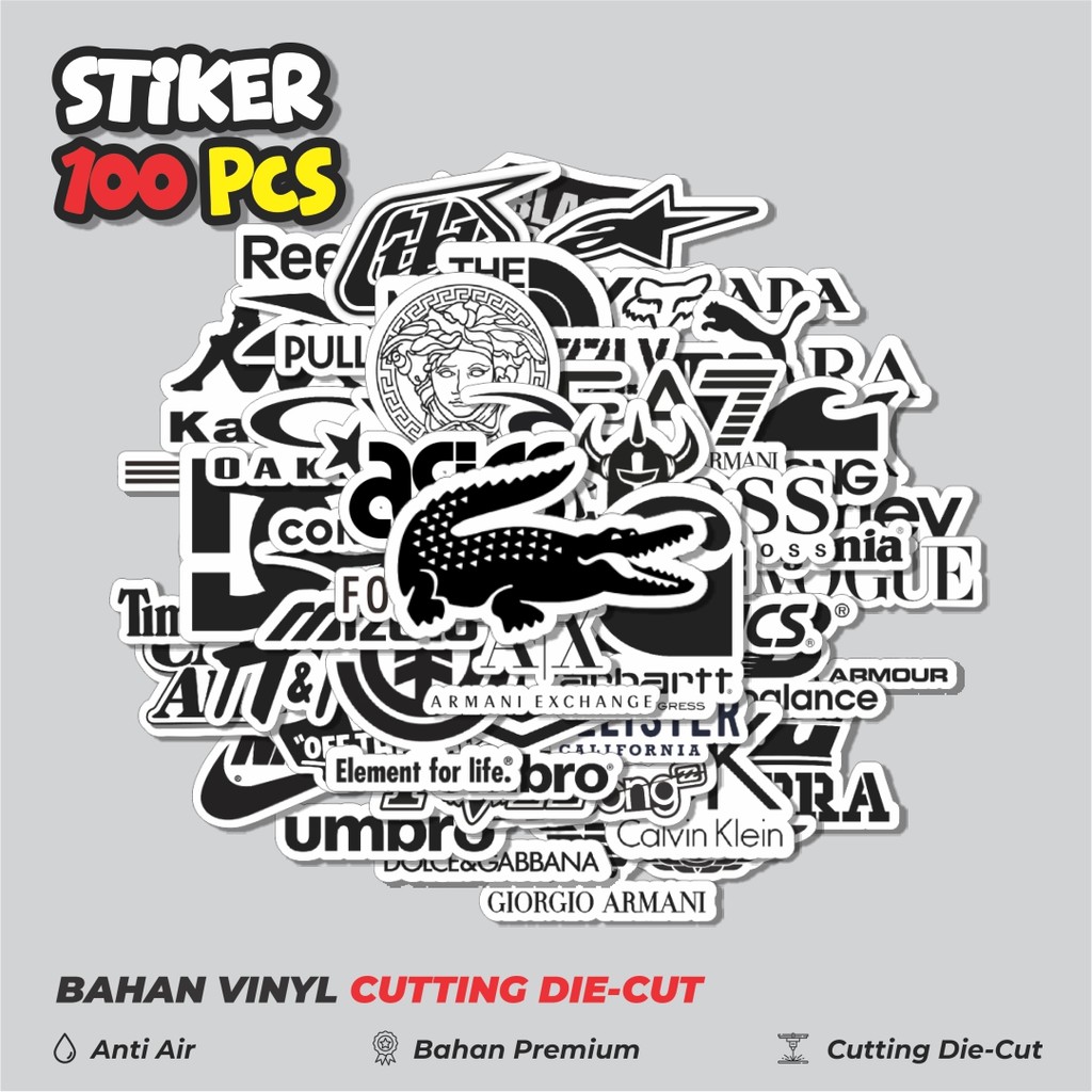 

Terbaru! 50 pcs Stiker Random Logo Brand Black & White Versi 3 Dekorasi Lucu Kreatif untuk Notebook, Skateboard, HP