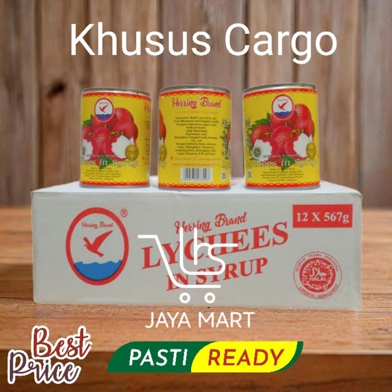 

Khusus Cargo. Herring brand Full Carton lychees leci in syrup Buah leci kaleng 1 dus