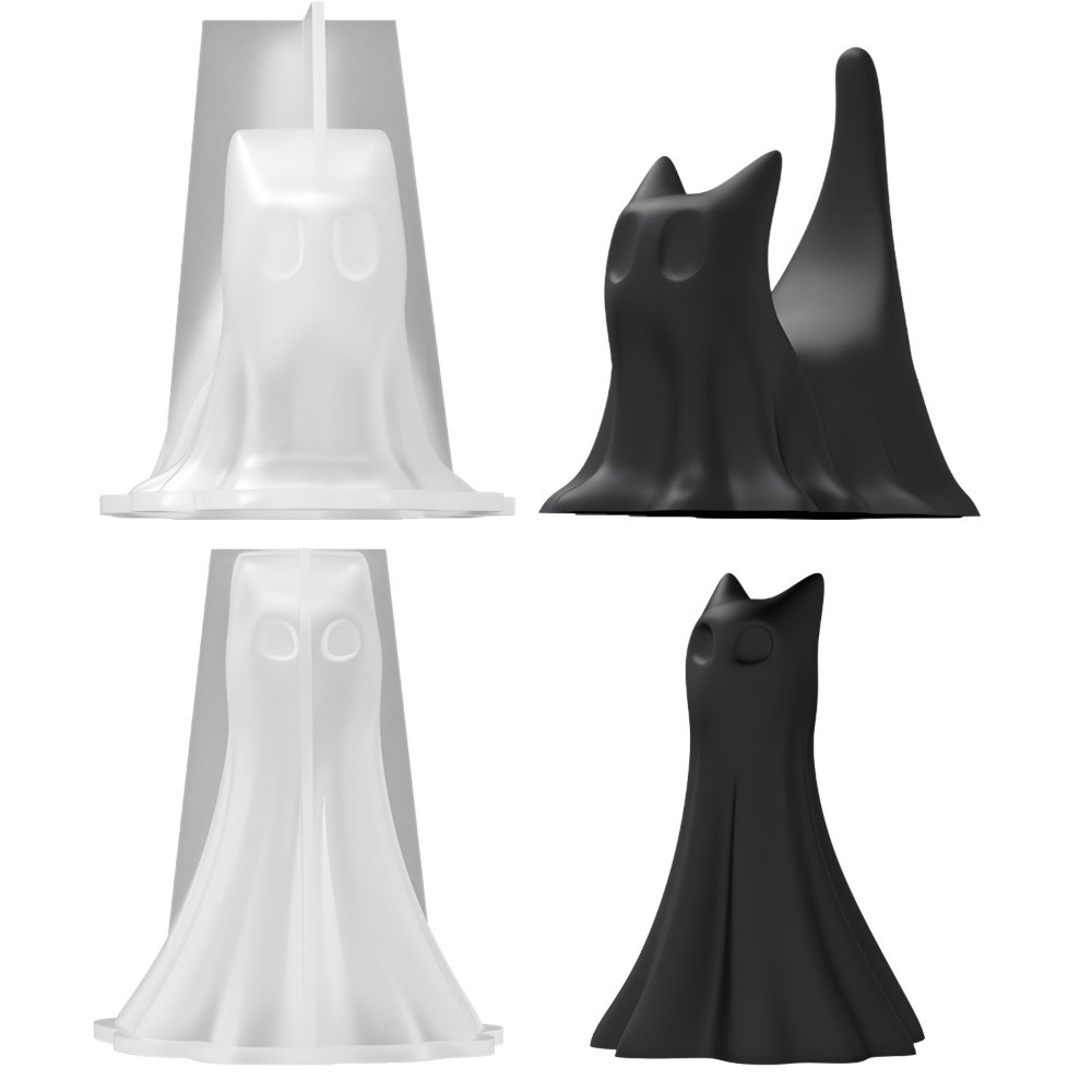 

Cat Ghost Candle Molds DIY Halloween Decorative Cat Specter Doll Gypsum Plaster Concrete Mould Craft UV Epoxy Resin Tools