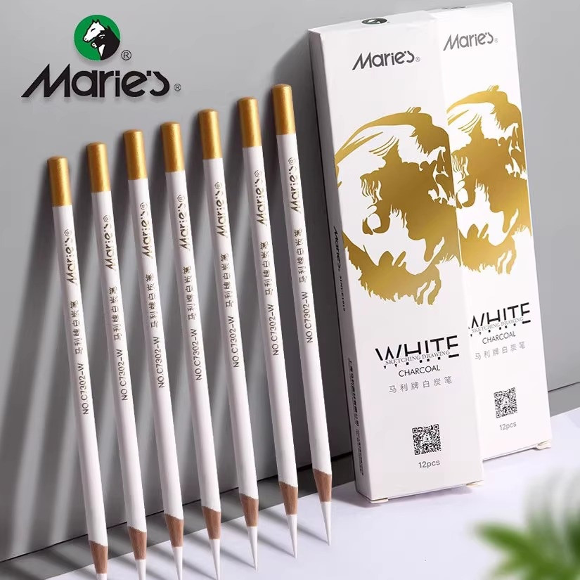 

3/6/12Pcs White Charcoal Pencils Drawing Set Professional White Sketch Pencils for Drawing Sketching Chalk Pencils for Beginners