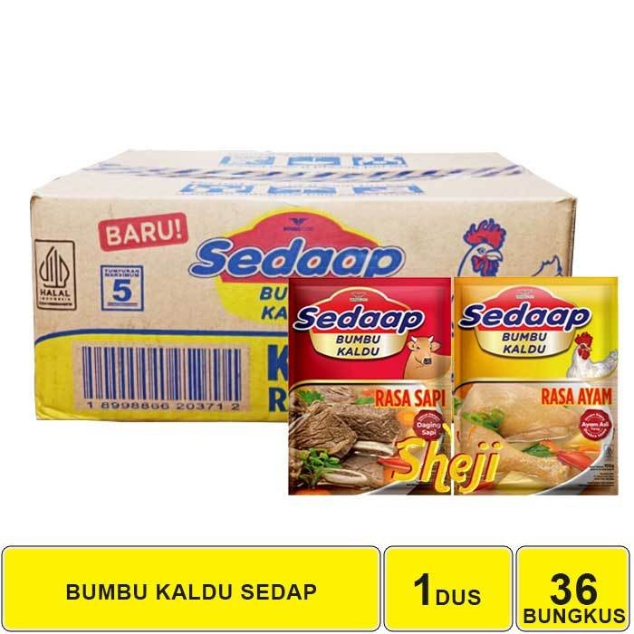 

1 Dus isi 36 Pack Sedaap Bumbu Kaldu 100 Gram