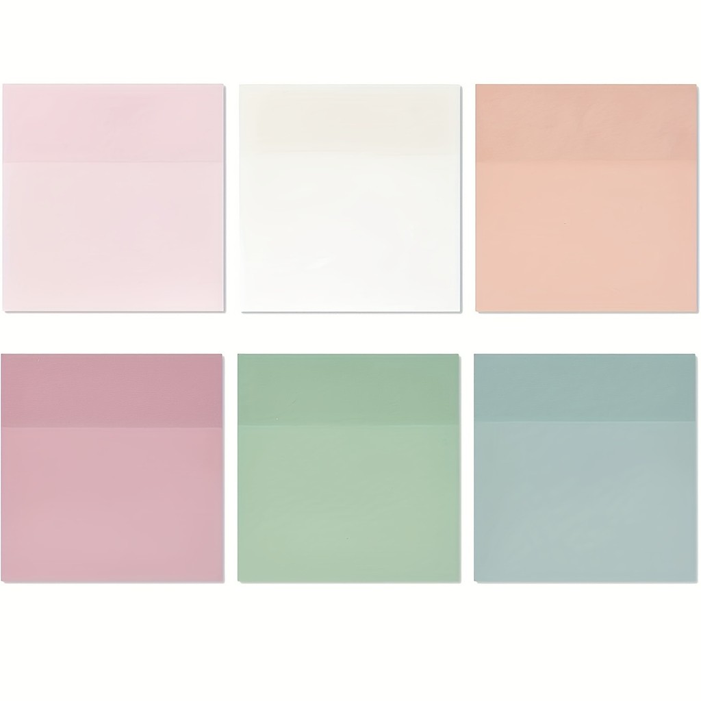 

300 Sheets Pastel Transparent Sticky Notes, 3x3 Inch, 6 Colors, For Bible Tabs, Book Tabs, School Supplies For College, Office