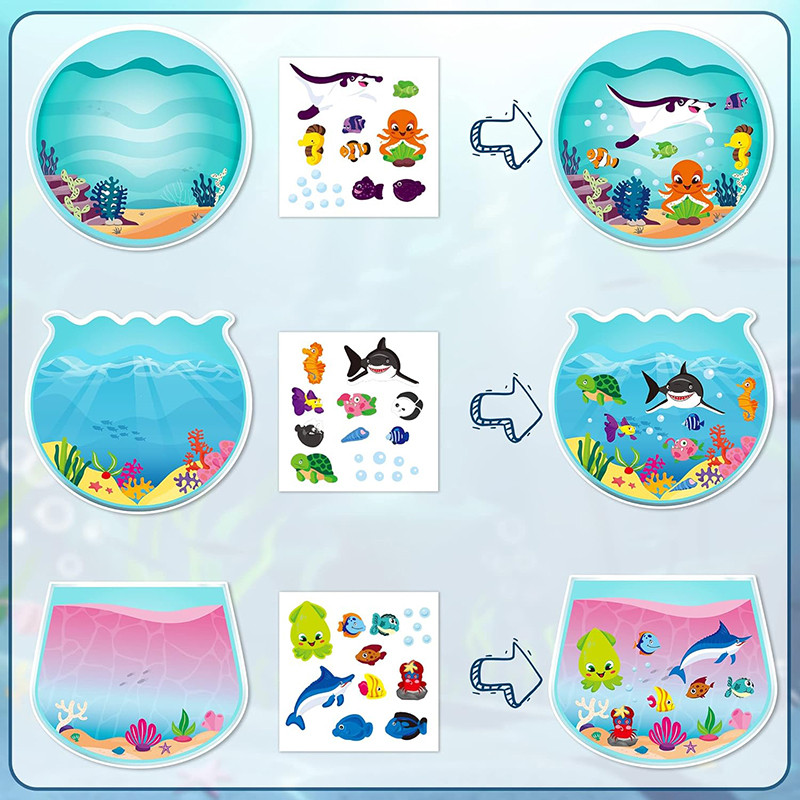 

12Pcs Summer Sea Animal Stickers Scene for Kids Make a Ocean Sticker Scene Sharks Tropical Fish Art Craft DIY Class Activities