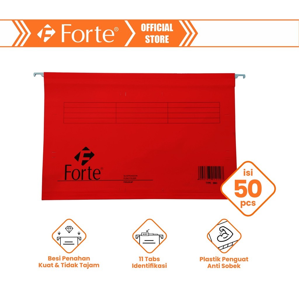 

[Forte] [50pcs] Map Gantung Suspension File F4 Red (Hangmap)