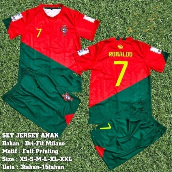 SETELAN BAJU BOLA RONALDO TERBARU / JERSEY PORTUGAL TERMURAH / SET KAOS UNISEX COWOK CEWEK