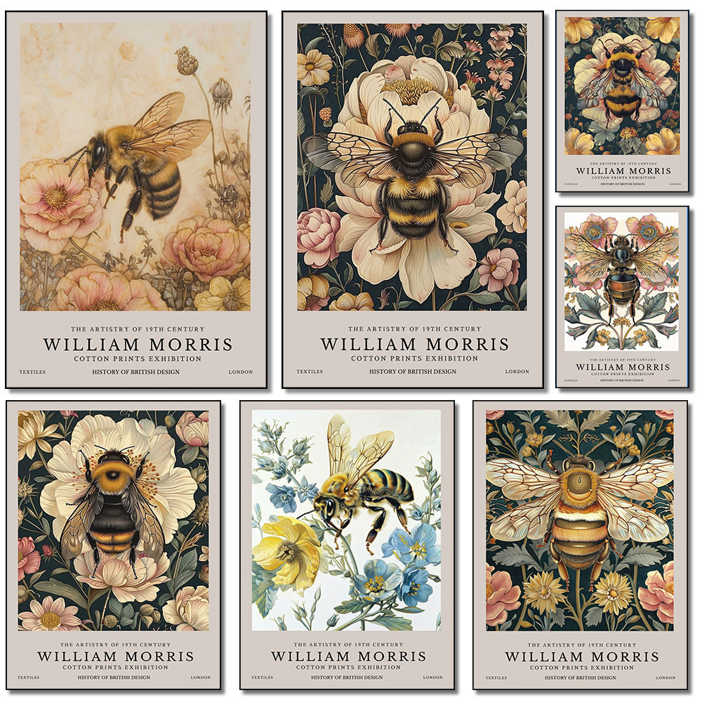 

Retro William Morris Bees and Flowers Poster Canvas Print Painting Wall Art Bedroom Study Stuo Living Room Home Decoration