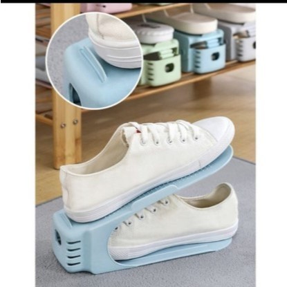 BH TEMPAT SEPATU KECIL 1 PASANG BOLAK BALIK RAK SEPATU KECIL RAK SUSUN SEPATU PLASTIK WARNA WARNI