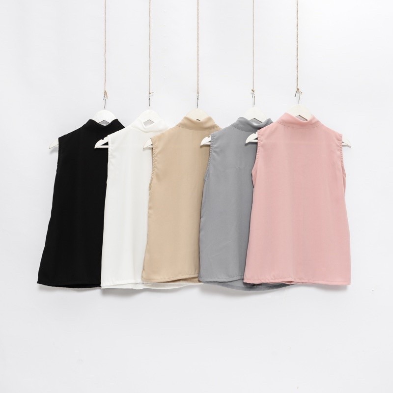 FR54E Bayka - INNER TURTLENECK Sleeveless Tanpa Lengan Flowy Daleman Basic Manset Buntung Atasan Pen